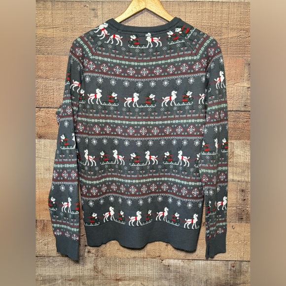 Disney Parks Mickey Mouse Holiday Christmas Sweater Gray Men's size Small - Picture 2 of 6